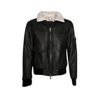 BARONE Giacca invernale in pelle e alcantara, giubbotto invernale uomo aviatore, bomber in pelle MADE IN ITALY (IT, Testo, S, Regular, Regular, Nero)