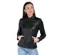 BARONE Giacca pelle donna, giubbotto donna in vera pelle foderato, Giubbotto pelle donna Made in Italy VIOLA (IT, Testo, S, Regular, Regular, nero)