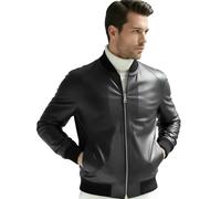 BARONE giacca pelle uomo, giubbotto in pelle foderato - bomber vera pelle, per ogni occasione la migliore giacca di pelle da uomo Made in Italy RICCARDO (IT, Testo, M, Regular, Regular, nero)