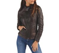 BARONE giubbotto pelle donna nera, giubbotto primaverile donna in vera pelle, giacca di pelle nera Made in Italy giacca moto SOFIA (IT, Testo, S, Regular, Regular, marrone)