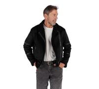 BARONE Giubbotto Uomo in Pelle di Agnello e Alcantara, Montone Shearling (IT, Testo, S, Regular, Regular, Nero)