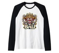 Barong Maschera viso Bali Indonesia colorato Mitologia Suvenir Maglia con Maniche Raglan
