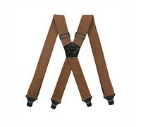 BaronHong Bretelle adatte per l'aeroporto, senza ronzio in plastica 4 clip 3,8 cm bretelle completamente elastiche con toppa in pelle bretelle da sci, cammello, M