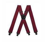 BaronHong Bretelle amichevoli aeroportuali, NESSUN ronzio di plastica 4 clip 1.5 "Bretelle completamente elastiche con bretelle da sci in pelle patch, Bordeaux, M