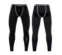 BaronHong Calzamaglia da uomo, ad asciugatura rapida, a compressione, taglie forti, per palestra, leggings attivi, pantaloni sportivi traspiranti