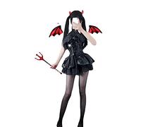 BaronHong Costume cosplay da donna, Little Devil Pure Desire, sexy, senza maniche, rete prospettica, abiti corti (nero, L)