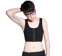 BaronHong Front 3 Row Hook Pettorina Traspirante Elastica Tomboy Trans Lesbian (Nero, M)