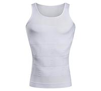 BaronHong Gynecomastia Compression Shirt Vest per Nascondere Man Boobs Moobs dimagrendo Shapewear Mensola appiattisce Tutto l'addome (Bianco, XXL)