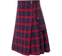 BaronHong Kilt in tartan da uomo con cintura e ampie tasche cargo, Colore: rosso, M