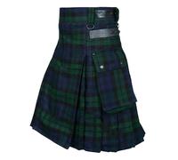 BaronHong Kilt in tartan da uomo con cintura e ampie tasche cargo, XXL