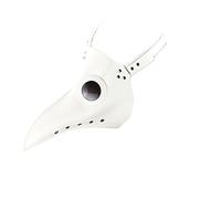 BaronHong Maschera da dottore della peste, in pelle PU, gotico, cosplay, steampunk, naso lungo, becco per Halloween (bianco, M)