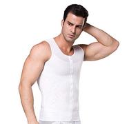 BaronHong Original Zip Up Men's Compression Chest Camicia a Compressione per Nascondere ginecomastia Moobs (Bianco, 2XL)