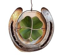 BaronHong Quadrifoglio, Portafortuna, Ferro di Cavallo, Oxalis, Ornamenti in Metallo da Appendere, per Casa, Soggiorno, Giardino, Porta, Parete, Art Deco (verde, M)