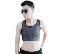 BaronHong Tomboy Trans Lesbian Cotton Chest Binder Plus Size Canotta Corta con più Forte Banda Elastica (Darkgray, 2XL)