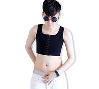 BaronHong Tomboy Trans Lesbian Middle Hooks Cotton Chest Binder Corsetto Plus Size Canotta Corta (Nero, XL)