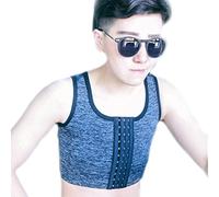 BaronHong Tomboy Trans Lesbian Summer Chest Binder Corsetto Plus Size Colorful Canotta Corta (Nero, L)