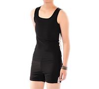 BaronHong Trans Lesbian Tomboy Chest Binder Set da bagno asciugatura rapida Canotta + Pantaloni da nuoto (nero, S)