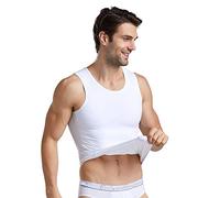BaronHong Uomo Compressione Pettorale Camicia Dimagrante Body Shaper Gilet Allenamento Canotte ABS Addome Canottiere(Bianco,XL)