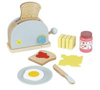 Baroni Giochi in Legno Montessori - Set Tostapane con 10 Accessori, Giochi in Legno per Bambini dai 3 ai 7 Anni, 15x6.5x11 cm