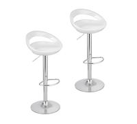 Baroni Home 2 Sgabelli Bar Girevole Altezza Regolabile, Seduta in Plastica e Schineale, Base Cromata, Poggiapiedi e Fondo Antigraffio, Sgabello Cucina e Penisola, 37x45x59-79 cm, Bianco, 2 Pezzi
