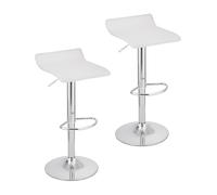 Baroni Home 2 SgabellI Bar Girevole con Altezza Regolabile, Base Cromata con Poggiapiedi e Fondo Antigraffio, Sgabello Cucina, Ristorante, Penisola, Facile da Montare, 38x45x59-79 cm, Bianco, 2 Pezzi