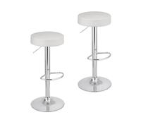Baroni Home 2 Sgabelli Bar Girevole con Altezza Regolabile, Base Cromata con Poggiapiedi e Fondo Antigraffio, Sgabello Cucina, Ristorante, Penisola, Facile da Montare, 35x45x59-79 cm, Bianco, 2 Pezzi