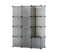 Baroni Home Armadio Componibile Salva Spazio, 12 Scomparti, Mobile Scomparti Impilabili, Organizzatori in Plastica per Camera da Letto, Cabina Armadio, Ingresso, Grigio Opaco, 111x37x147 cm