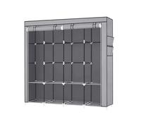 Baroni Home Armadio in Tessuto Richiudibile, Mobile Pieghevole Salvaspazio con Struttura in Ferro per Camera da Letto, Cabina Armadio, Grigio 8 Scomparti