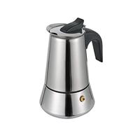 Baroni Home Caffettiera Moka Express per tutti i piani cottura, Manico Antiscottatura, Moka in Acciaio, Caffettiera per Induzione, Argento 4 Tazzine