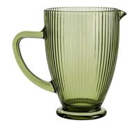 Baroni Home Caraffa in Vetro con Dettagli in Rilievo, Brocca con Manico, Design Moderno, Caraffa con Sistema Antigoccia, Facile da pulire, per Bevande Calde e Fredde, 1L, 20x13x19 cm, Verde