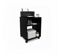 Baroni Home Carrello Ufficio con 4 Rotelle Girevoli a 360°, Mobiletto Organizer per Stampante e Cancelleria, Struttura in MDF Resistente, Montaggio Facile, 35x40x55 cm 2 Scomparti Nero