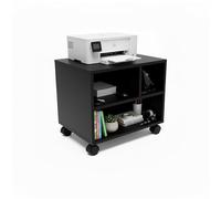 Baroni Home Carrello Ufficio con 4 Rotelle Girevoli a 360°, Mobiletto Organizer per Stampante e Cancelleria, Struttura in MDF Resistente, Montaggio Facile, 30x40x36 cm 3 Scomparti Nero