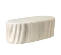 Baroni Home Cassapanca Ovale in Velluto a Coste, Pouf Ovale Fondo Letto, Panca Elegante per Salone e Ingresso, Cassapanca Poggiapiedi Sgabello, Bianco, 101x42x37 cm