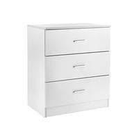 Baroni Home Cassettiera 3 cassetti in Nobilitato, Mobiletto da Camera da Letto o Soggiorno, Mobile Moderno Bianco 60x40x70 cm
