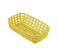 Baroni Home Cestino portaoggetti intrecciato multiuso in ceramica, Portafrutta, Centrotavola, Svuotatasche, Rettangolare Giallo 25x15x7