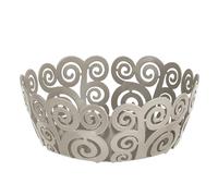 Baroni Home Cestino Portapane in Metallo decorato, Design Moderno per Tavola e Cucina, Linea Riccioli, 20x20x7 cm