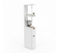 Baroni Home Colonna Bagno Salvaspazio, Mobile Alto con Ripiani Aperti e Ante, Armadietto Multiuso, Colonnina Moderna per Bagno, Cucina e Camera da Letto, 30x15x118 cm 3 Ripiani 2 Ante Bianca