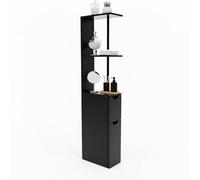 Baroni Home Colonna Bagno Salvaspazio, Mobile Alto con Ripiani Aperti e Ante, Armadietto Multiuso, Colonnina Moderna per Bagno, Cucina e Camera da Letto, 30x15x118 cm, 3 Ripiani 2 Ante Nera