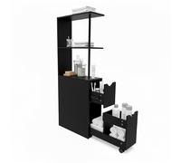 Baroni Home Colonna Bagno Salvaspazio, Mobile Alto con Ripiani Aperti e Cassetti, Multiuso, Colonnina Moderna per Bagno, Cucina e Camera da Letto, 45x19x113cm 3 Ripiani 2 Cassetti Nera