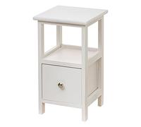 Baroni Home Comodino, Mobiletto da Soggiorno, Salotto, Camera da Letto, Cameretta, Bagno, Mobiletto Multiuso, Colore Bianco 1 Cassetto e 1 Ripiano Misure 25X25X44 cm