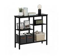 Baroni Home Consolle Ingresso, Tavolo Consolle Nero con Struttura in Metallo e 4 Ripiani, Mobile Salvaspazio per Ingresso, Soggiorno e Corridoio, Facile da Montare, 22x75x76 cm