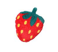 Baroni Home Cuscino Fragola Decorativo, Effetto Teddy con Imbottitura Inclusa, Cuscino di Design per Divano, Letto e Cameretta, Lavabile in Lavatrice 40x38 cm Fragola Rossa