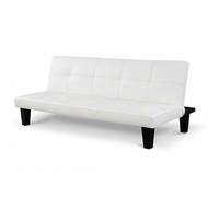 Baroni Home Divano Letto in Ecopelle 3 Posti Trasformabile in Letto Imbottito, Divano Reclinabile con Gambe in Plastica da Salotto, Camera degli Ospiti, Apertura 88 cm, 166x75x70 cm, Ecopelle Bianco