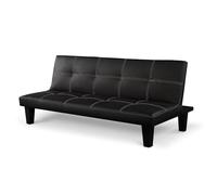 Baroni Home Divano Letto in Ecopelle 3 Posti Trasformabile in Letto Imbottito, Divano Reclinabile con Gambe in Plastica da Salotto, Camera degli Ospiti, Apertura 88 cm, 166x75x70 cm, Ecopelle Nero