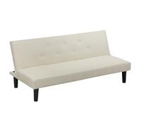 Baroni Home Divano Letto in Tessuto 3 Posti Trasformabile in Letto Imbottito, Divano Reclinabile con Gambe in Plastica da Salotto, Camera degli Ospiti, Apertura 93 cm, 167x70x77 cm, Panna