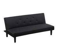 Baroni Home Divano Letto in Tessuto 3 Posti Trasformabile in Letto Imbottito, Divano Reclinabile con Gambe in Plastica da Salotto, Camera degli Ospiti, Apertura 93 cm, 167x70x77 cm, Nero