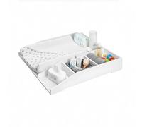 Baroni Home Fasciatoio da Appoggio Bianco, Mobile Cambio Neonato con 4 Scomparti, in Plastic Wood, Organizzatore per Bambini, Montaggio Facile, 80x74,5x126 cm
