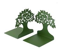 Baroni Home Fermalibri, Fermalibri per Mensola, Ferma Libri per ufficio, scuola, camera, salotto, soggiorno Fantasia Albero Colore Verde, Misura 15X6X16 (2 pezzi)