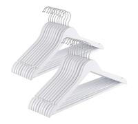 Baroni Home Grucce Legno 20 pezzi, Grucce Appendiabiti 45 cm, Salvaspazio con Superfice Liscia, Capacità di Carico Elevata, per Cappotti Camicie Vestiti, Bianco