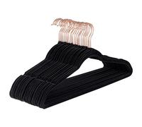 Baroni Home Grucce Velluto 20 pezzi, Grucce Appendiabiti 44,5 cm, Salvaspazio con Superfice Antiscivolo Design, Capacità di Carico Elevata, per Cappotti Camicie Vestiti, Nero